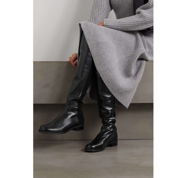 Stuart Weitzman's '5050' Boots Black Nappa Leather Size 7 M - Picture 3 of 16